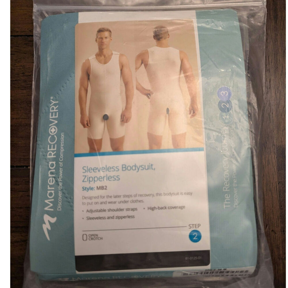 Marena Recovery Sleeveless Bodysuit Mens Medium Black Zipperless Compression MB2